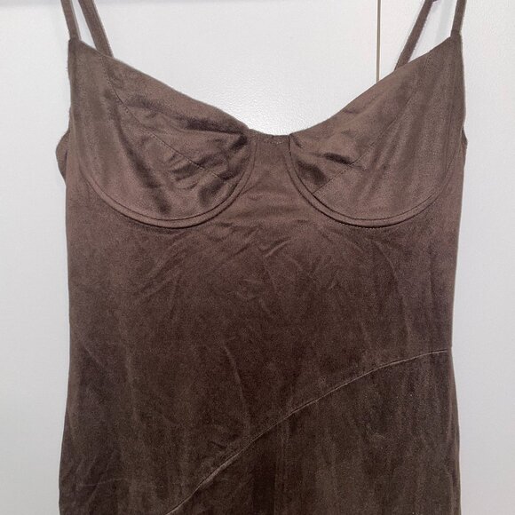 None Dresses & Skirts - green olivaceous suede dress